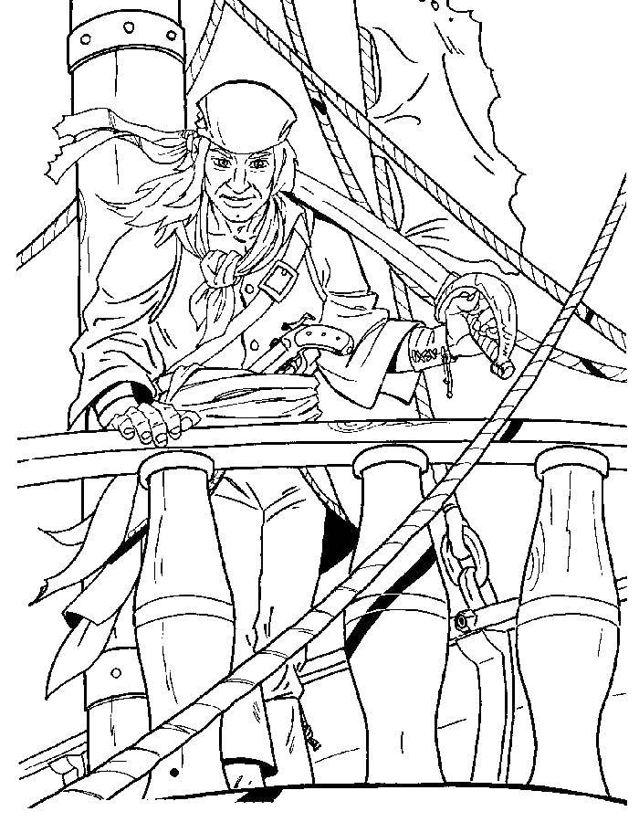 Coloring Pirate captain. Category the pirates. Tags:  pirates, ship.