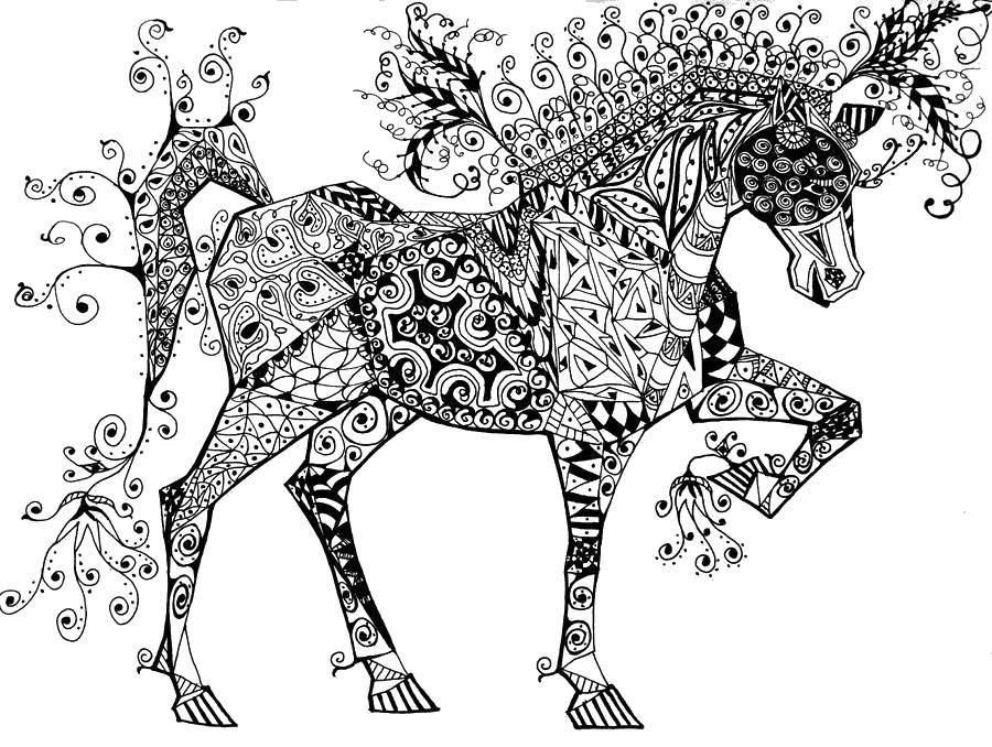Coloring Horse in the patterns. Category coloring antistress. Tags:  The antistress, horse.