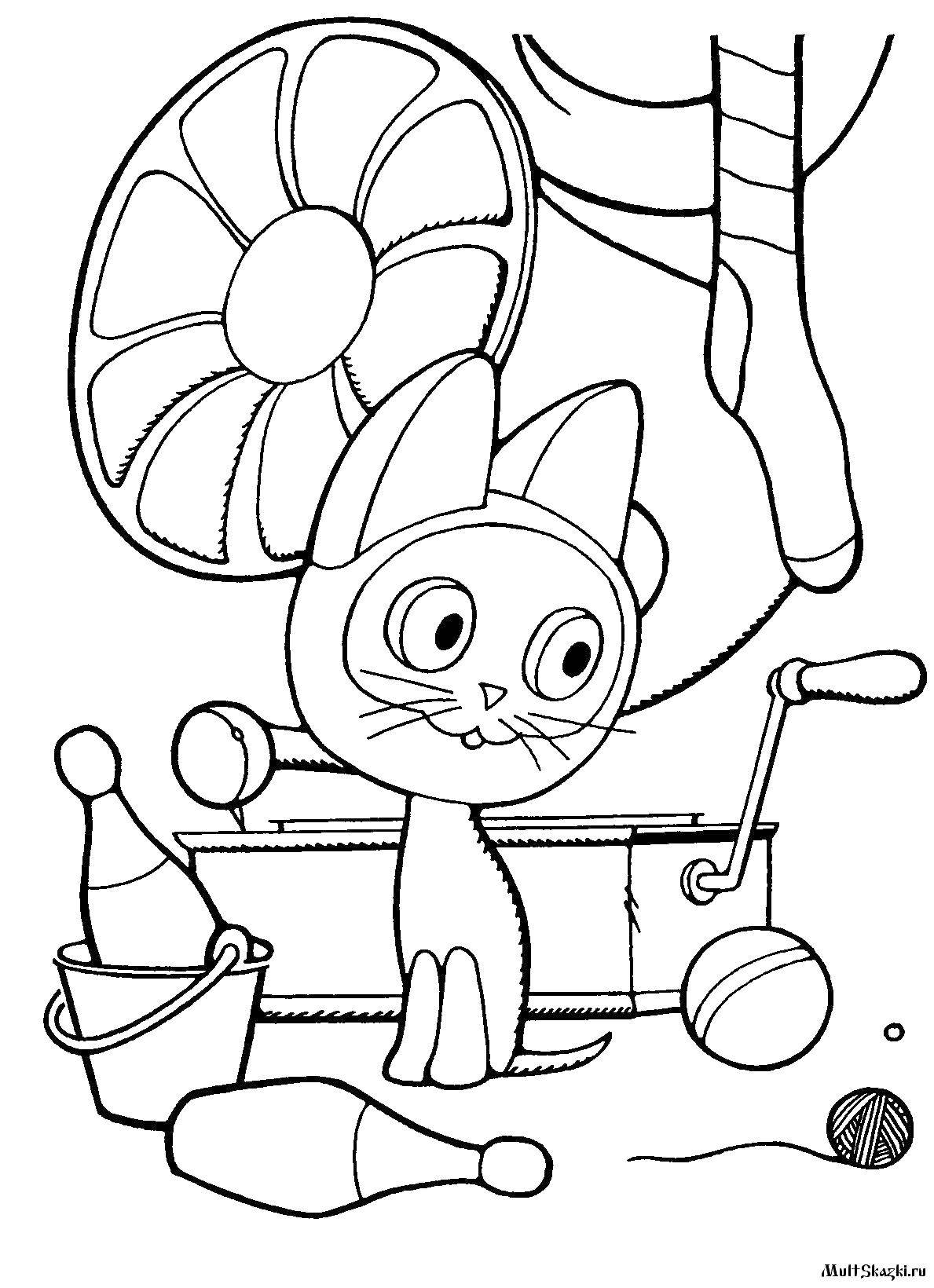 Coloring Kitten named woof . Category Fairy tales. Tags:  Tales, kitty.