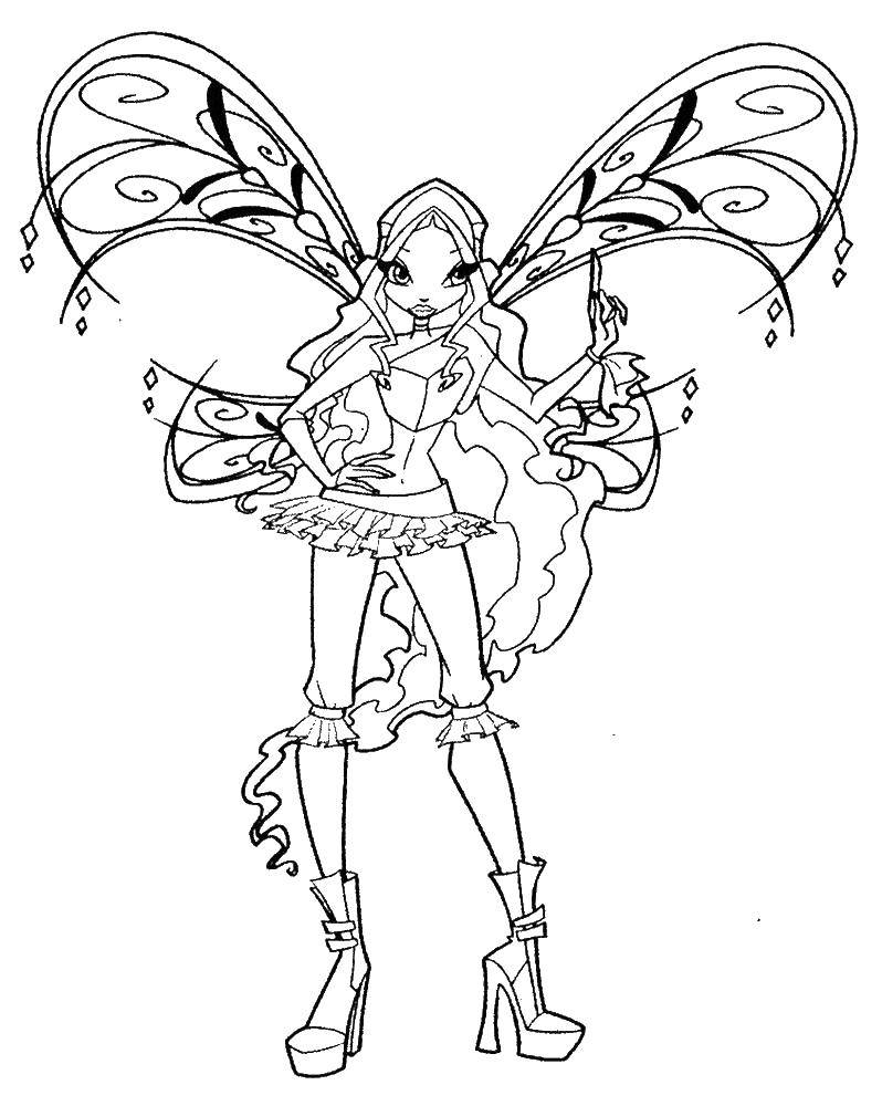 Coloring Wings Leyla. Category fairies. Tags:  Character cartoon, Winx.