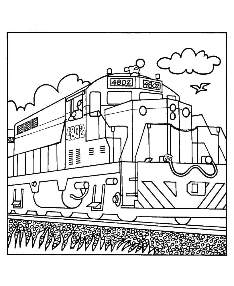 Coloring A huge train. Category train. Tags:  The train, rails.