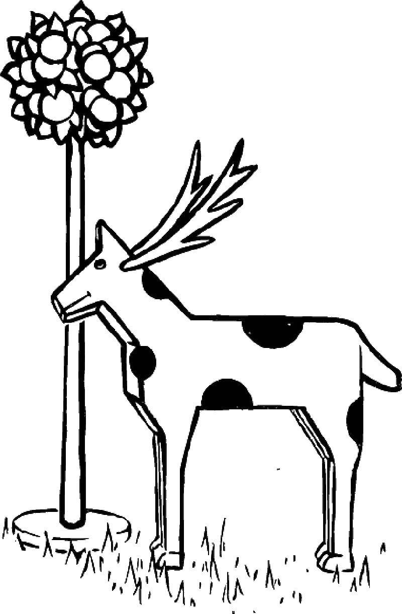 Coloring Deer in spots. Category simple coloring. Tags:  Animals, deer.