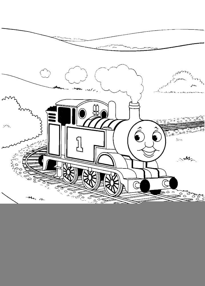 Название: Раскраска Паровозик томас. Категория: поезд. Теги: Поезд, рельсы, Томас.