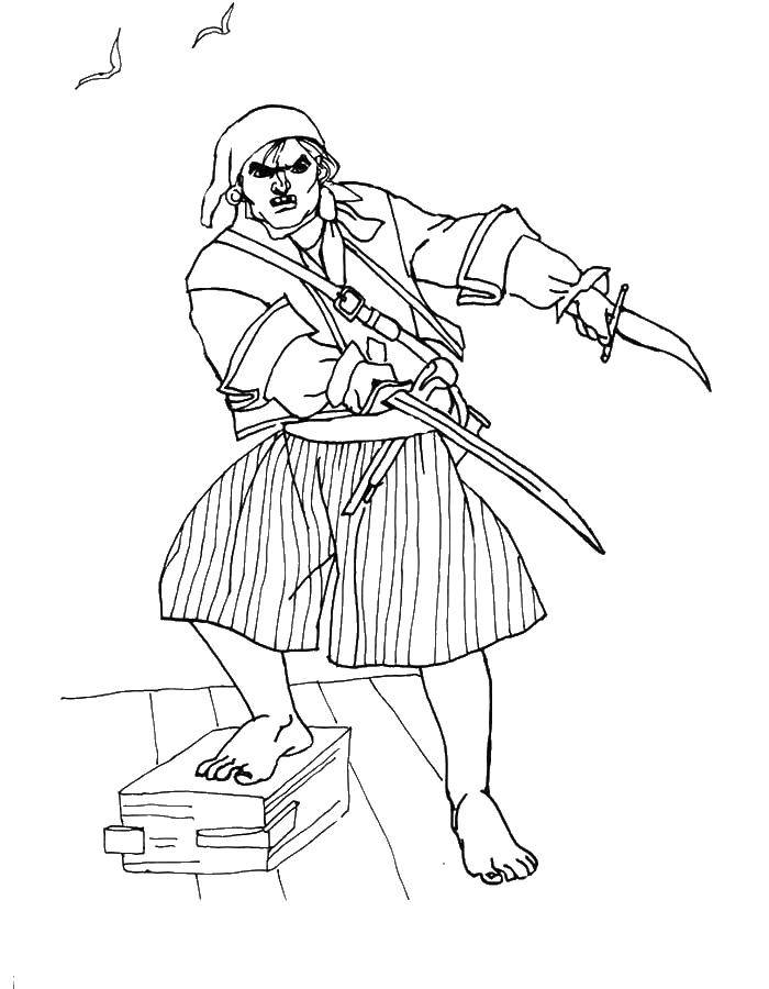 Coloring Pirate with swords. Category the pirates. Tags:  pirates, ship.