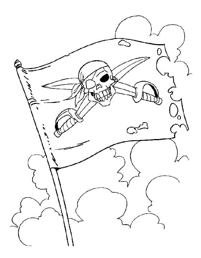 Название: Раскраска Пиратский флаг. Категория: пираты. Теги: пираты, флаг.