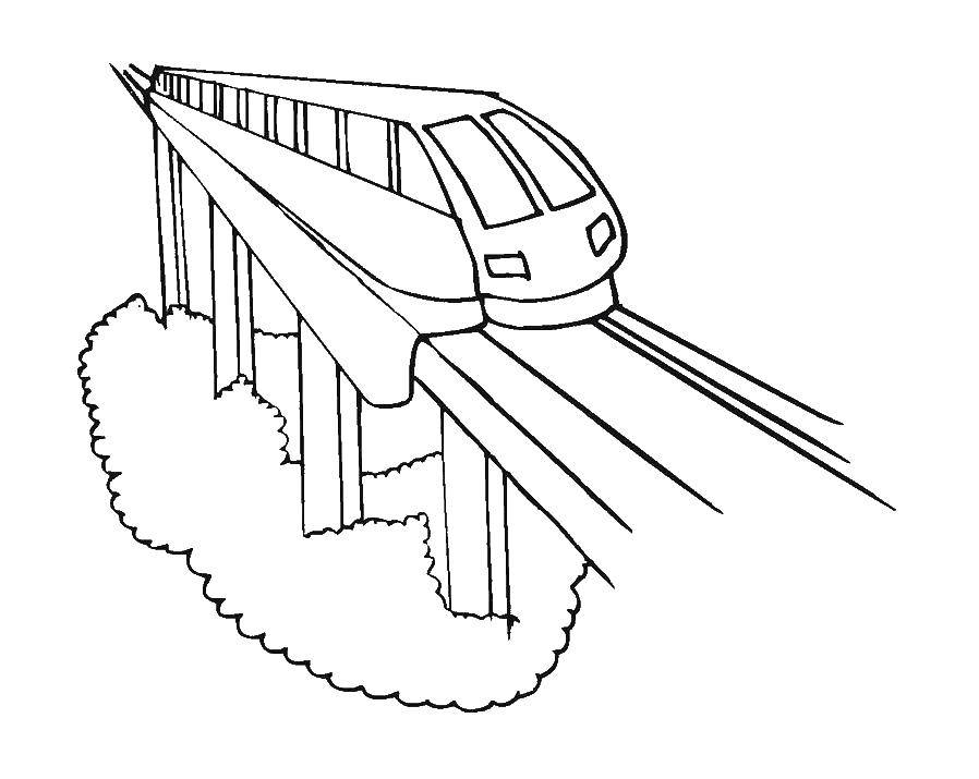 Название: Раскраска Поезда на ресльсах. Категория: поезд. Теги: поезд, транспорт, рельсы, вагон.