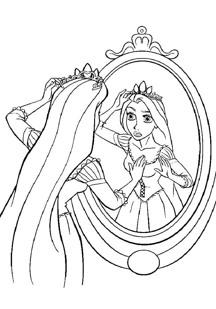 Coloring Rapunzel tries tiara. Category coloring pages Rapunzel tangled. Tags:  Disney, Rapunzel.