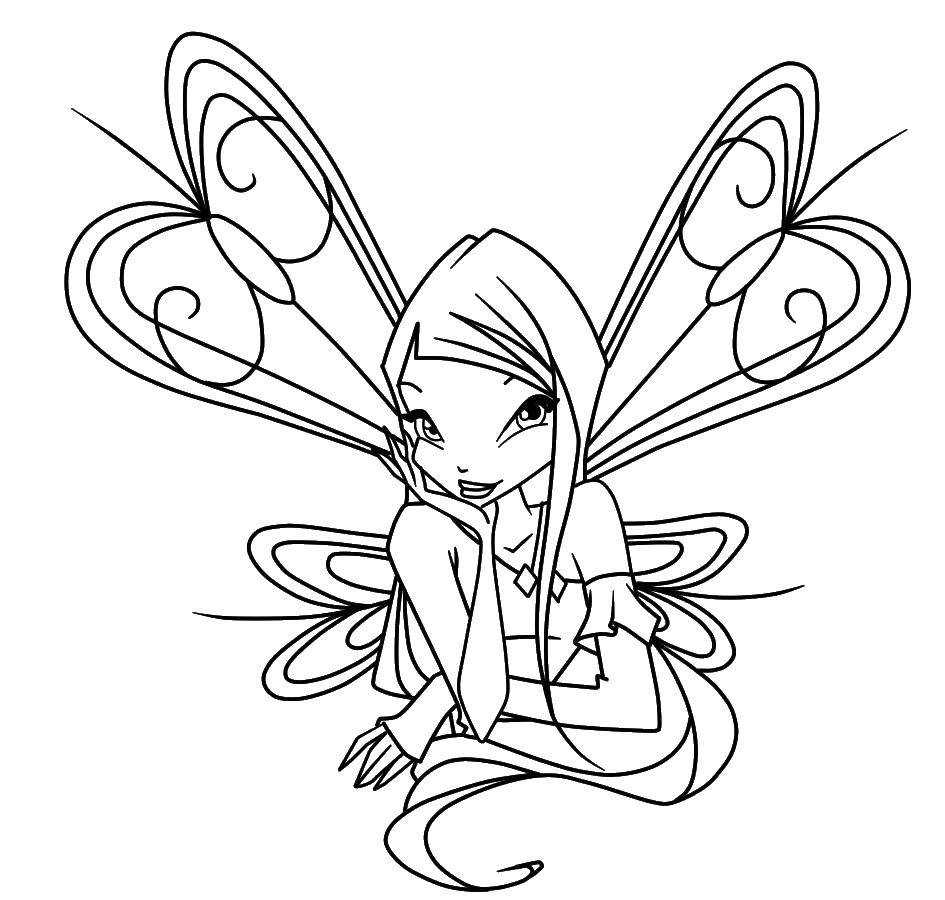 Coloring Stella from winx cartoon. Category fairies. Tags:  Character cartoon, Winx, Stella, fairy.