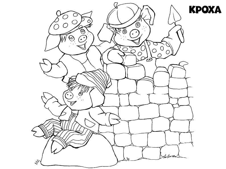 Coloring The three little pigs build a house. Category baby. Tags:  baby.