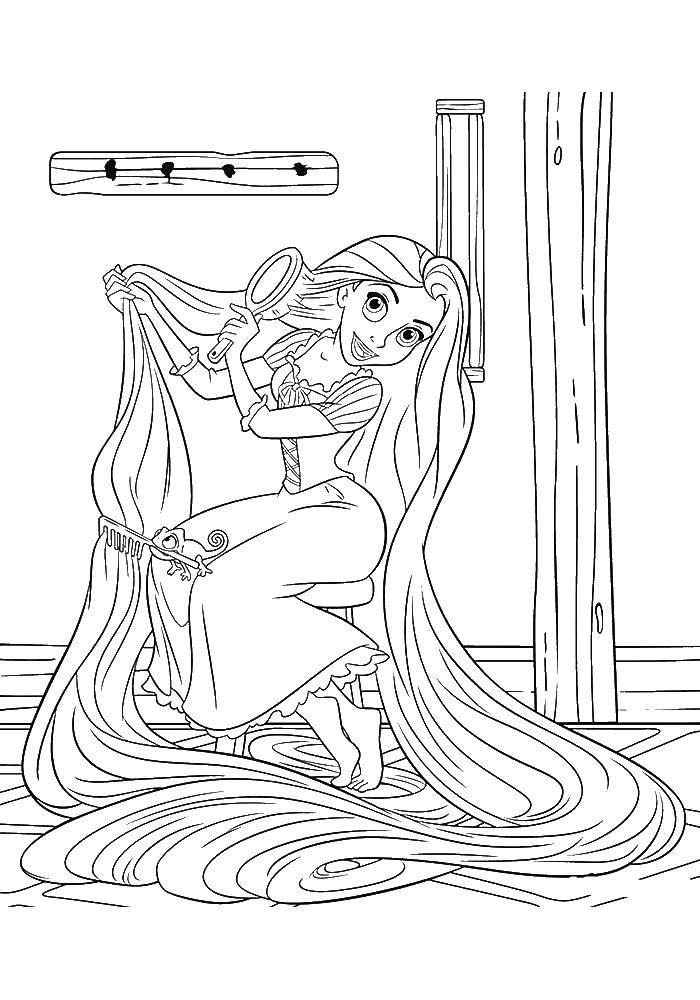 Coloring Difficult to comb such hair. Category coloring pages Rapunzel tangled. Tags:  Disney, Rapunzel.