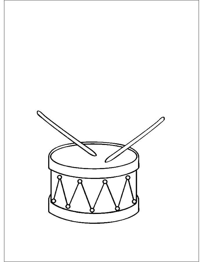 Название: Раскраска Барабан и барабанные палочки. Категория: музыкальные инструменты. Теги: Инструмент, барабан.