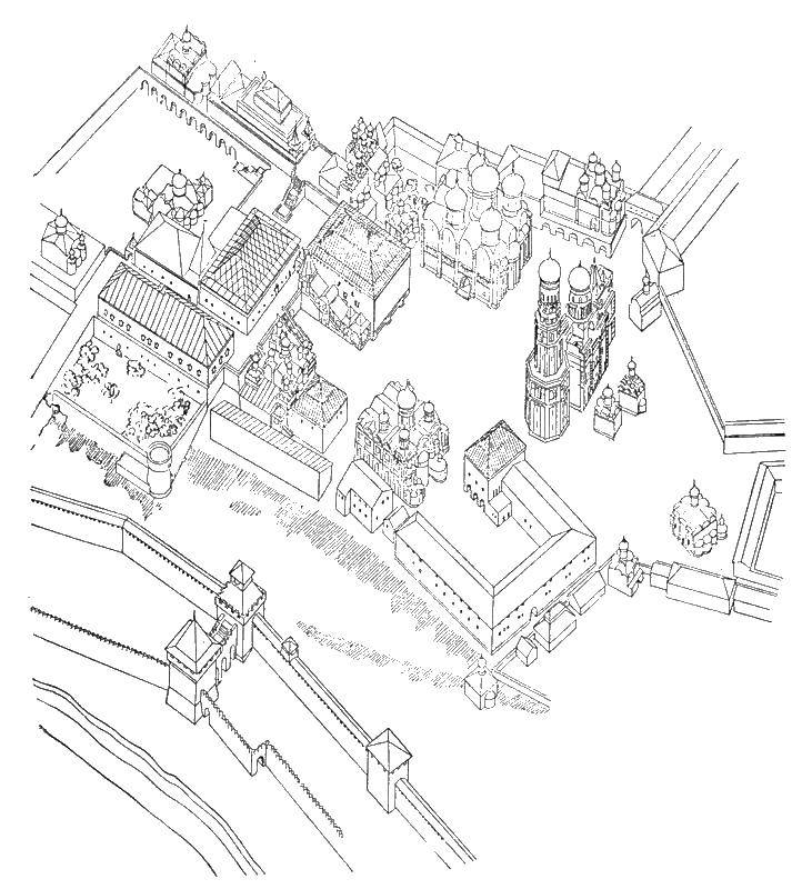 Coloring Map of Moscow, red square. Category Moscow . Tags:  Red square.