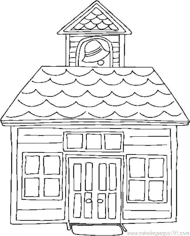 Название: Раскраска Колокол на крыше. Категория: Раскраски дом. Теги: Дом, здание.
