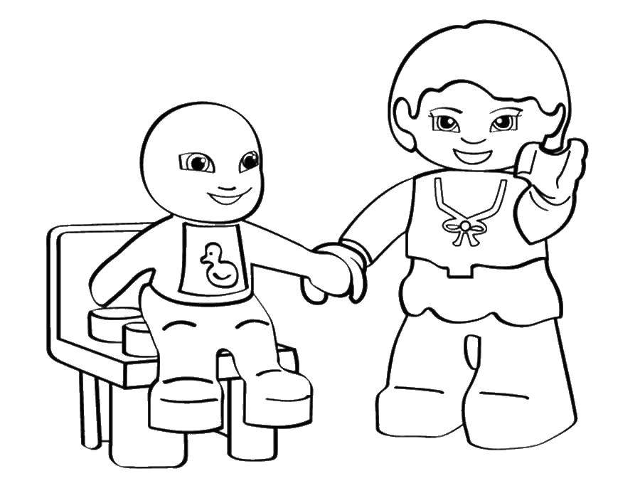 Coloring Mother and baby LEGO. Category LEGO. Tags:  Designer, LEGO.