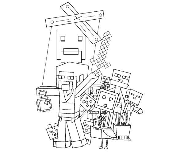 Coloring Minecraft, game characters. Category The mainkrafta. Tags:  Games, Minecraft.