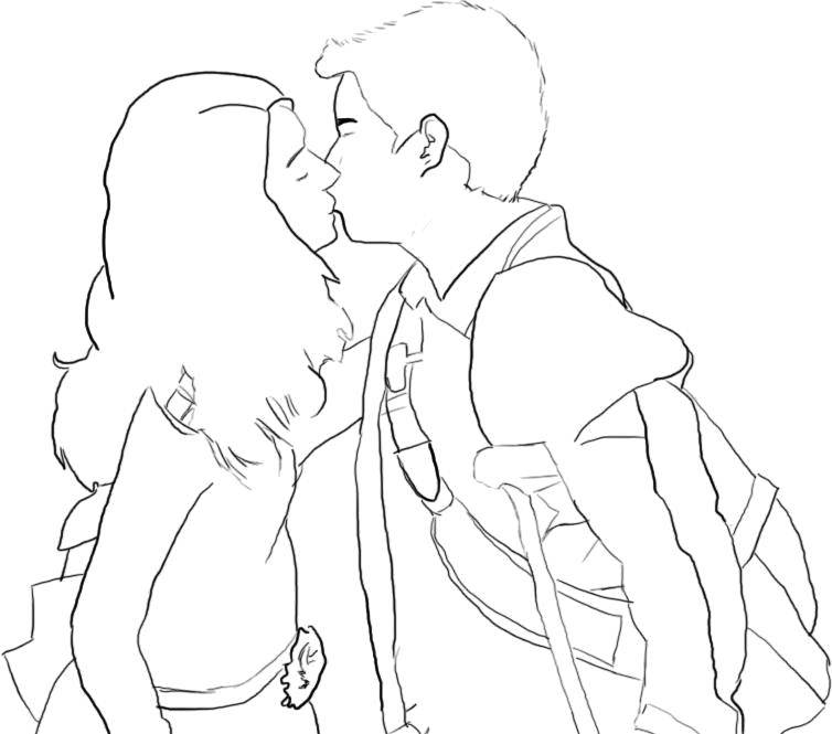 Coloring Kiss Freddie and Sam. Category coloring. Tags:  ICarly, series.