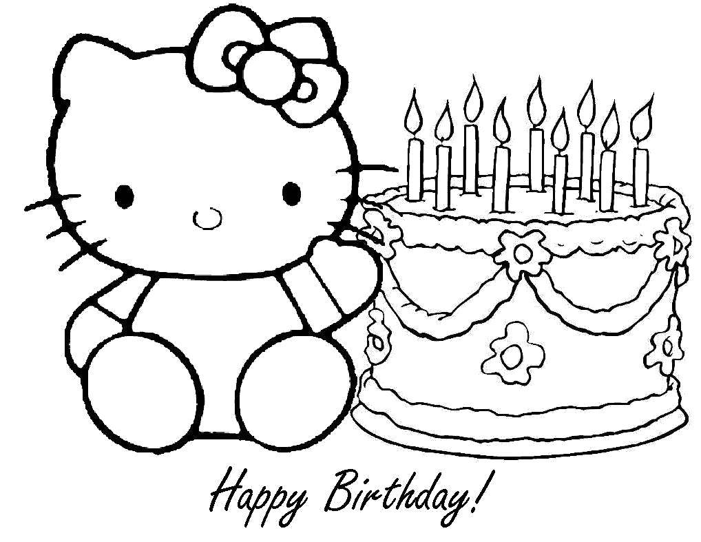 Coloring Happy birthday, kitty. Category Hello Kitty. Tags:  Hello Kitty.