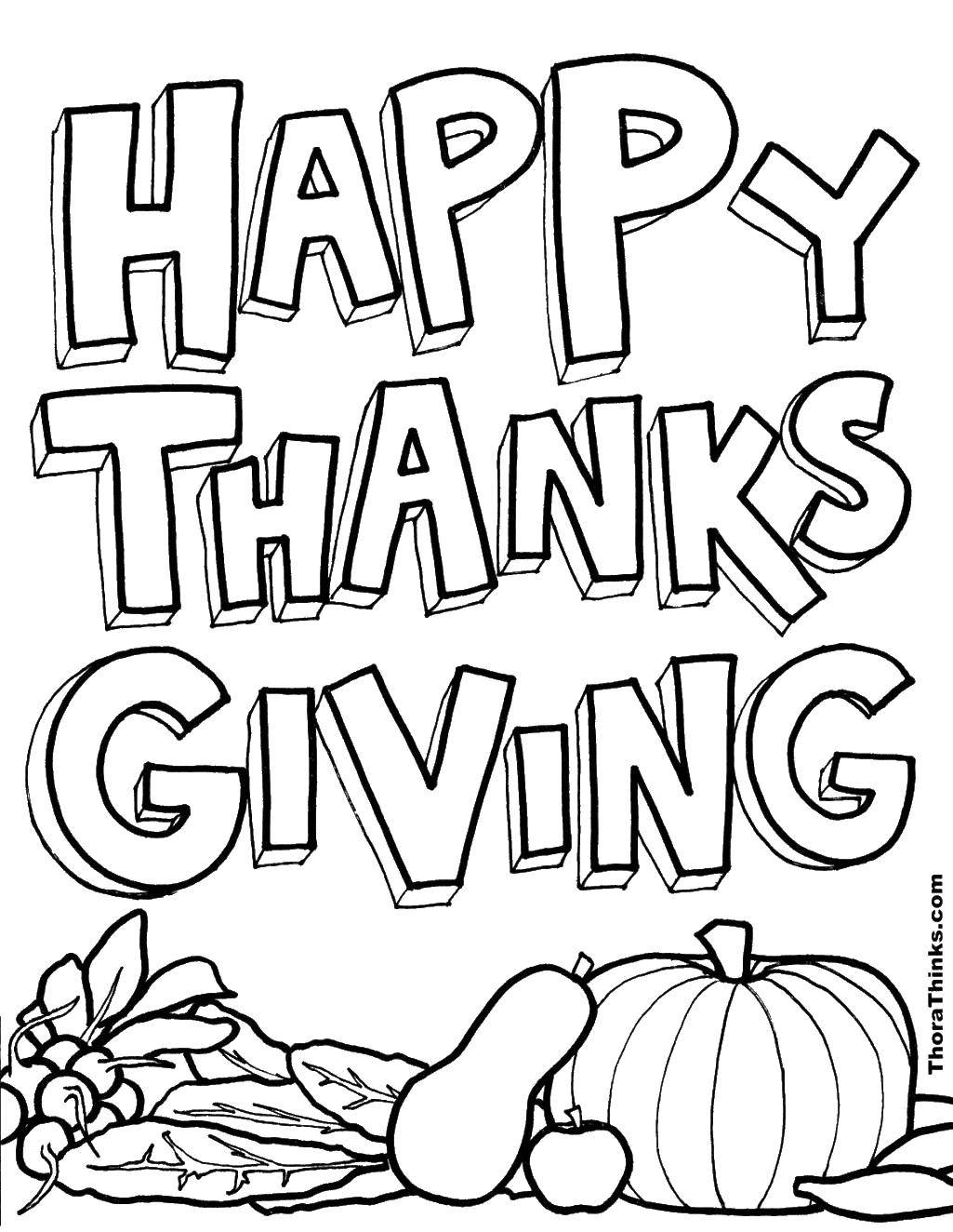 Название: Раскраска Счастливого дня благодарения. Категория: праздник. Теги: День Благодарения, индюшка, праздник.