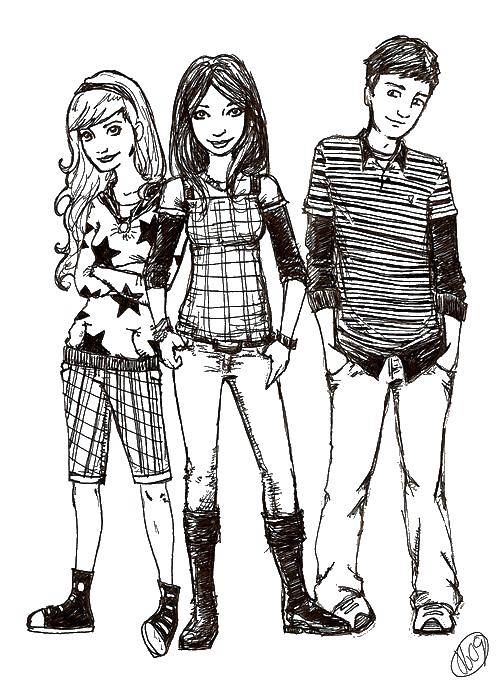 Coloring Sam, Carly and Freddie. Category coloring. Tags:  ICarly, series.