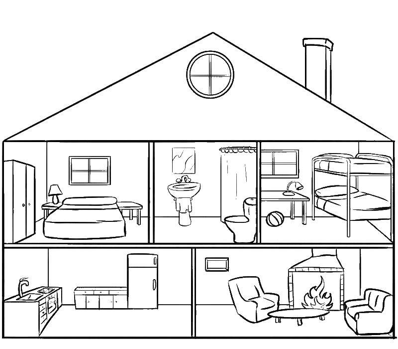 Название: Раскраска Схема расположение комнат. Категория: Раскраски дом. Теги: дом, комната.