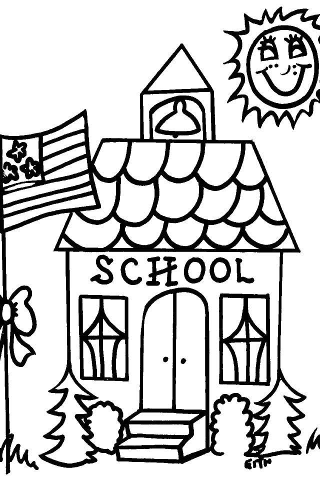 Название: Раскраска Школа в сша. Категория: США. Теги: Америка, США, флаг, школа.