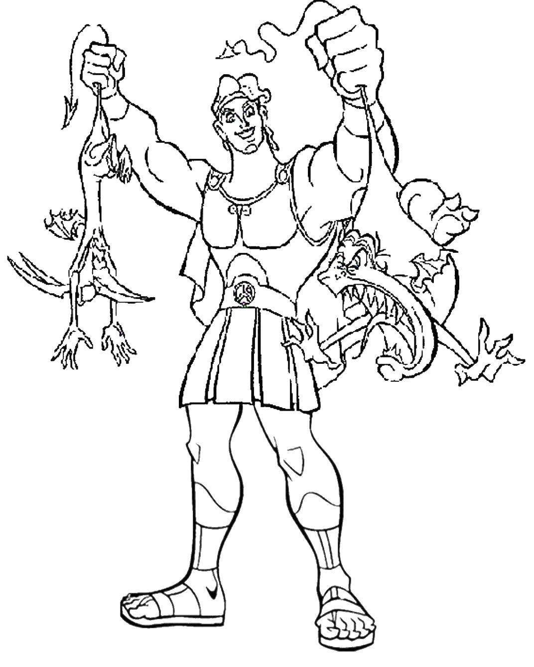 Coloring The strength of Hercules. Category cartoons. Tags:  Cartoon character.