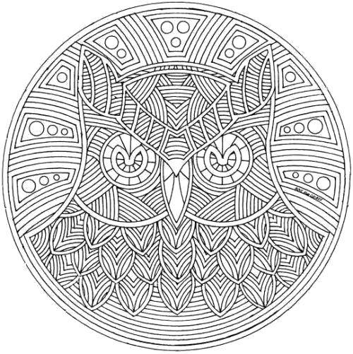 Coloring Owl in the circle. Category coloring antistress. Tags:  Bathroom with shower.