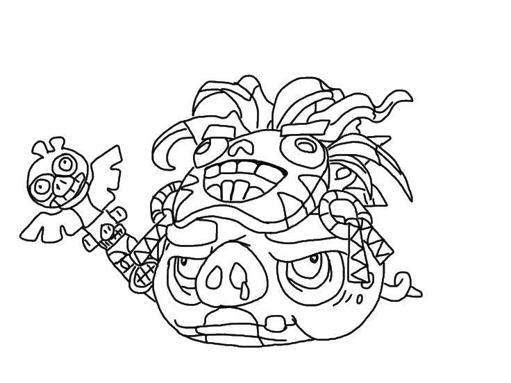 Coloring Pig in ethnic costume. Category angry birds. Tags:  Games, Angry Birds .