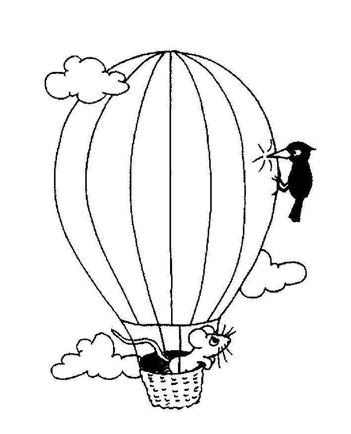 Название: Раскраска Ворона прокалывает воздушный шар. Категория: Сказки. Теги: сказки.