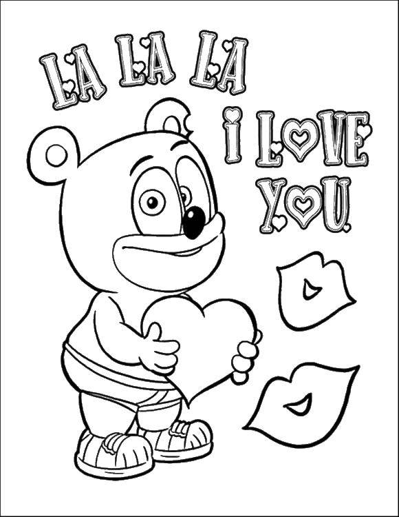 Название: Раскраска Я люблю тебя! от мишки. Категория: Я тебя люблю. Теги: Признание, любовь.
