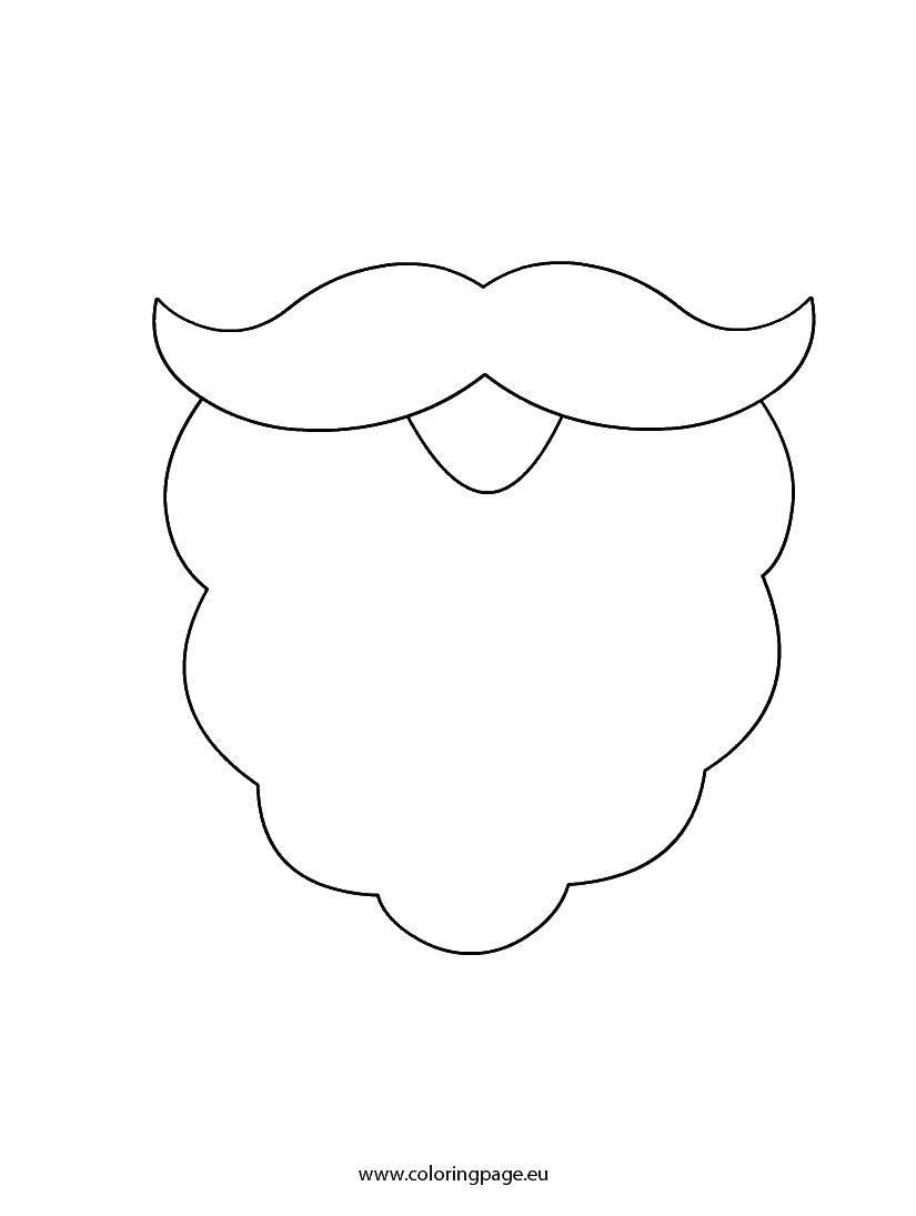 Раскраска Борода и усы санты Скачать ,дед мороз, санта клаус, борода, усы,.  Распечатать 