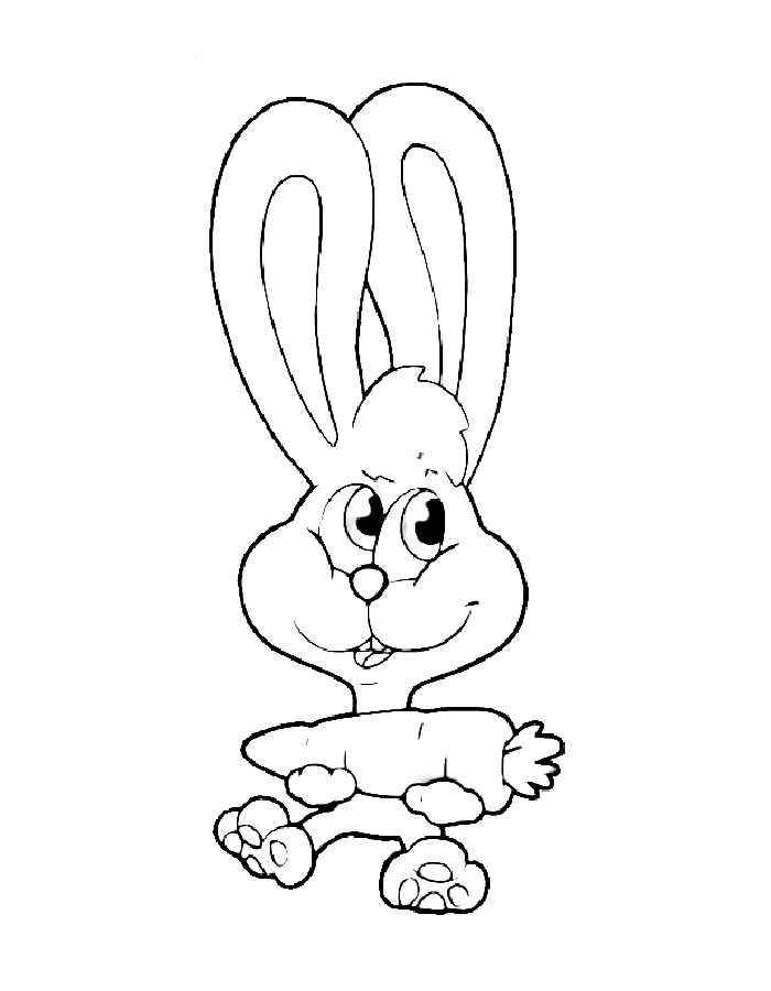 Розмальовки  Малюнок зайчика з морквою. Завантажити розмальовку заєць, кролик.  Роздрукувати ,домашні тварини,