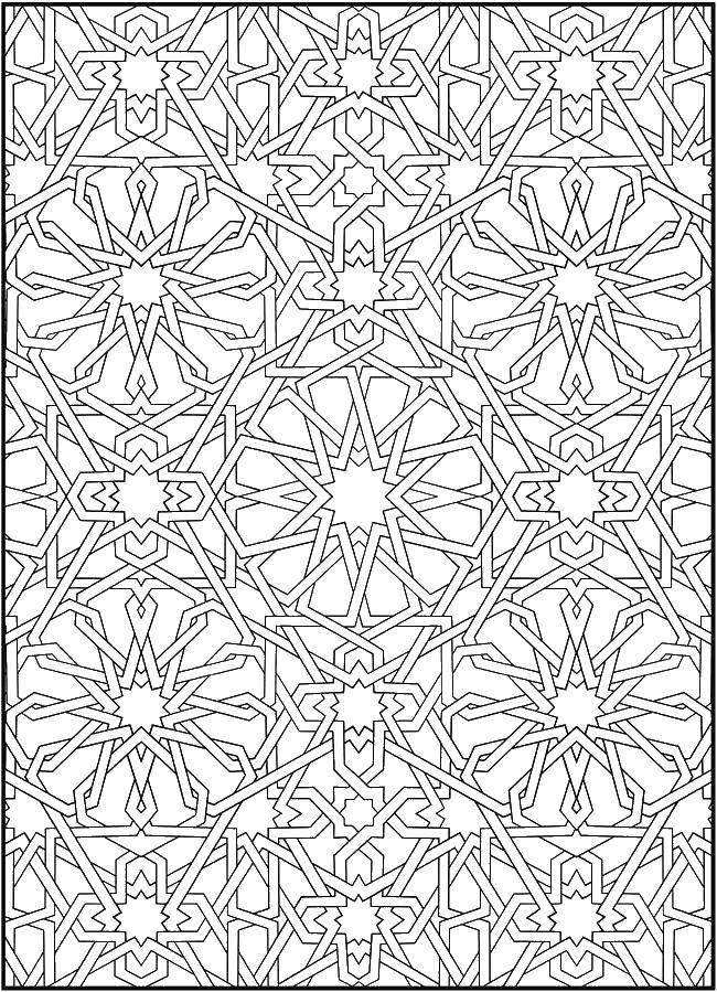 Coloring Geometric flowers. Category patterns. Tags:  flowers, plants, lines, shapes.