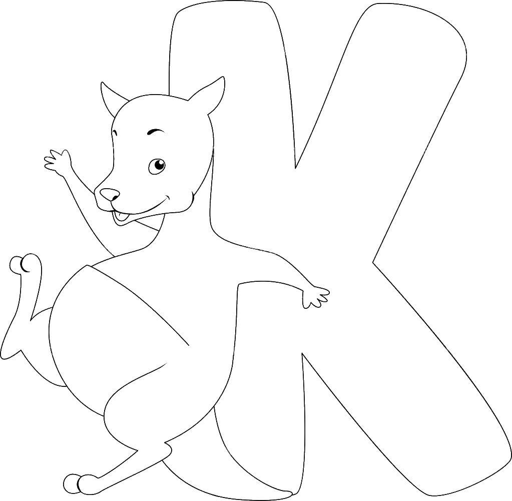 Название: Раскраска Кенгуру.. Категория: Животные. Теги: кенгуру, животные.