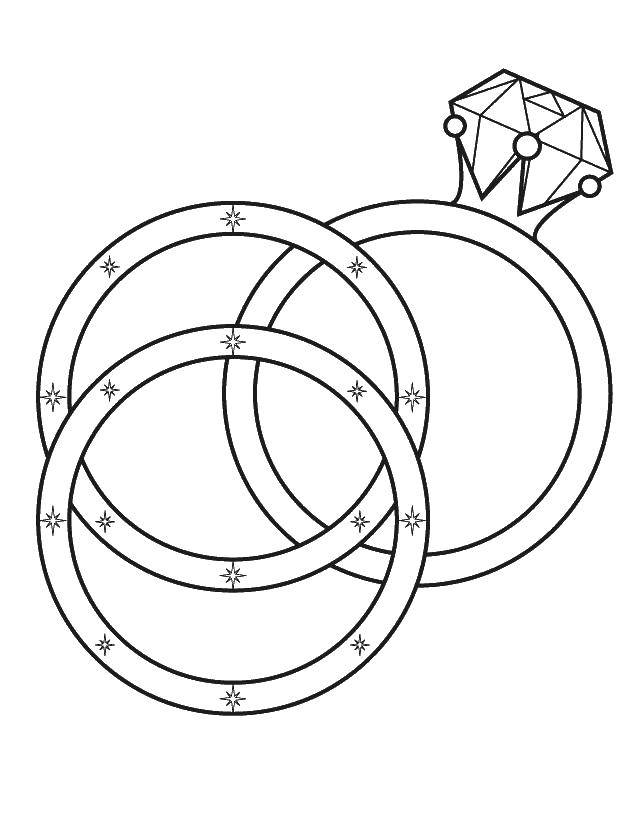 Название: Раскраска Кольца. Категория: Свадьба. Теги: обручальные кольца, кольцо с камнем.