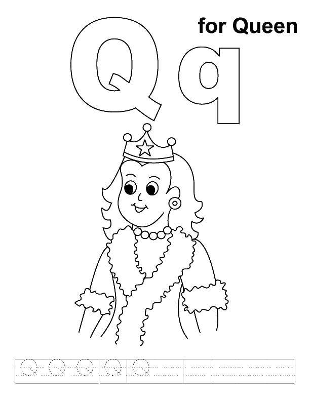 Название: Раскраска Королеа на английском языке. Категория: Королева. Теги: буква английского алфавита.