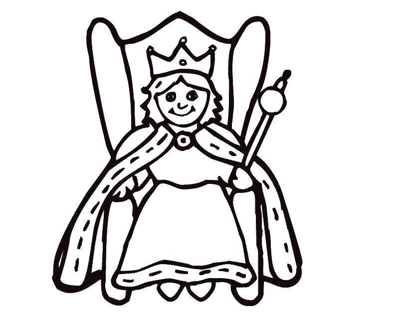 Название: Раскраска Королева сидит на троне. Категория: Королева. Теги: королева и трон, красивая каралева.