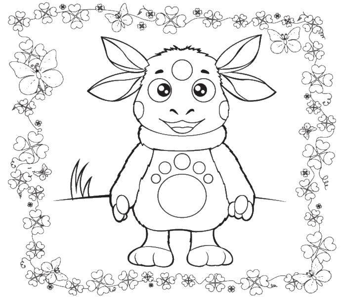 Coloring Luntik and flowers. Category The game and have fun. Tags:  Luntik, flowers, cartoons.