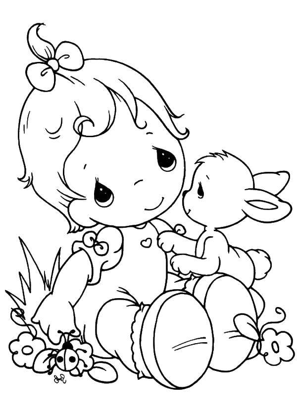 Coloring Baby and Bunny. Category Animals. Tags:  Animals, Bunny.