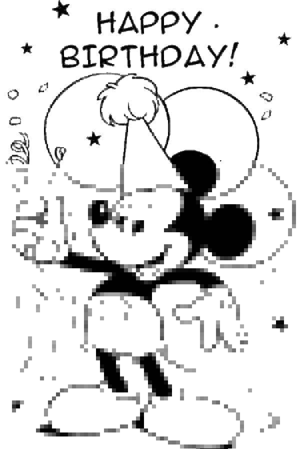 Coloring Mickey mouse. Category birthday. Tags:  Mickey mouse hat.