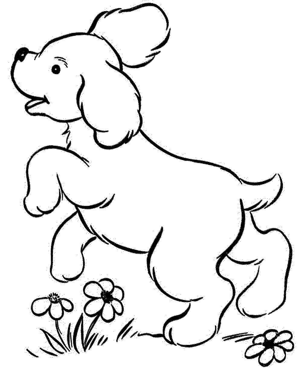 Название: Раскраска Песик в травке. Категория: домашние животные. Теги: животные, собака, щенок, пес.