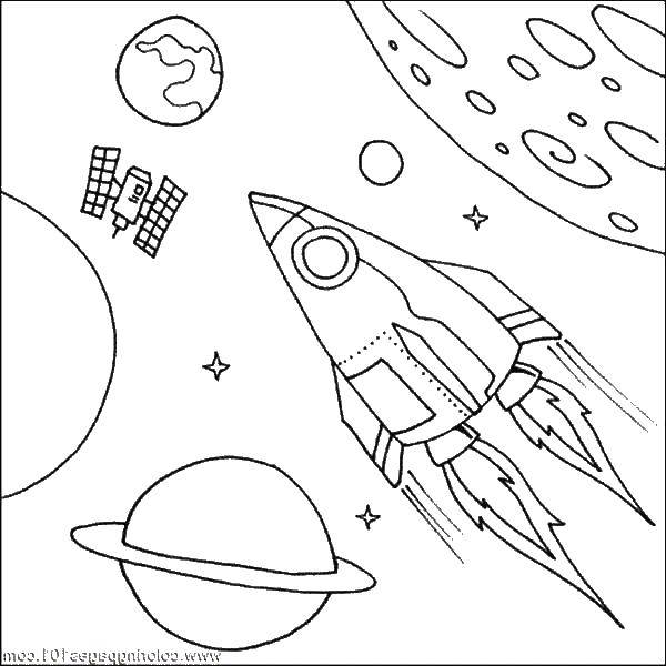 Coloring Rocket in space. Category rockets. Tags:  rockets, space, planets.