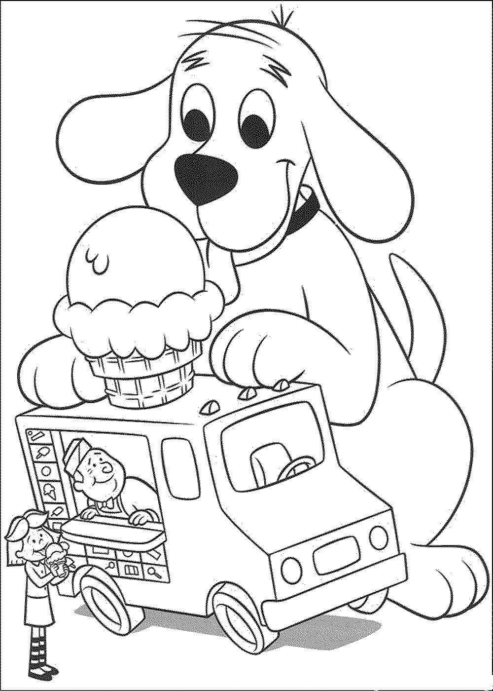 Название: Раскраска Собак играется с машиной ророженного. Категория: домашние животные. Теги: машина для мороженного.