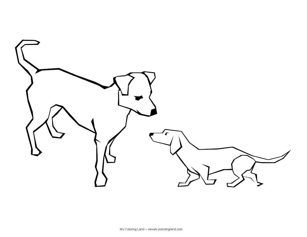 Название: Раскраска Такса и большая собака. Категория: домашние животные. Теги: Животные, собака.