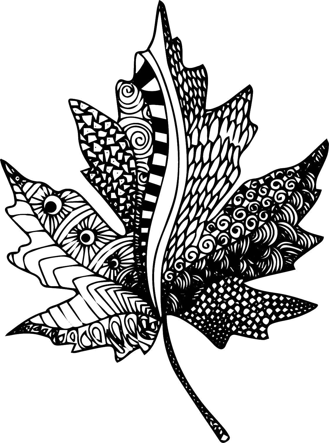 Coloring Patterned maple leaf. Category Bathroom with shower. Tags:  Bathroom with shower.