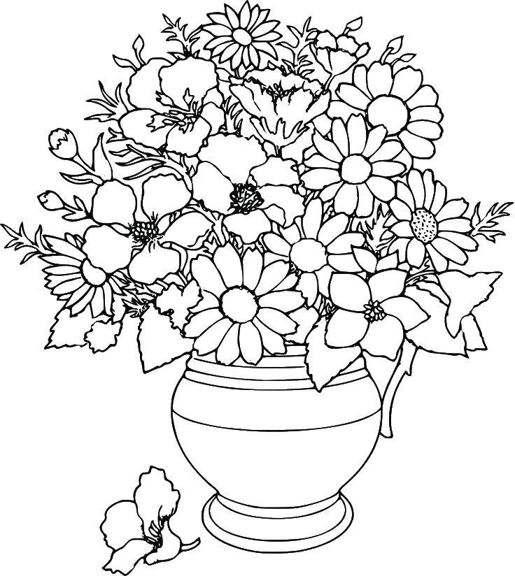 Coloring Vase with flowers. Category Vase. Tags:  flowers in a vase.