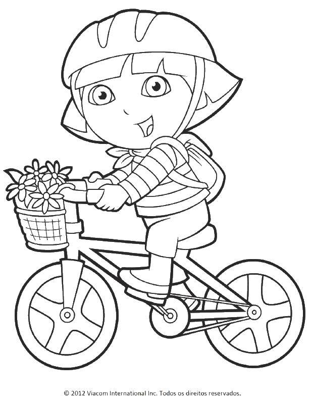 Название: Раскраска Даша на велосипеде. Категория: мультик. Теги: даша и башмачек, велосипед. даша едет на велосипеде.