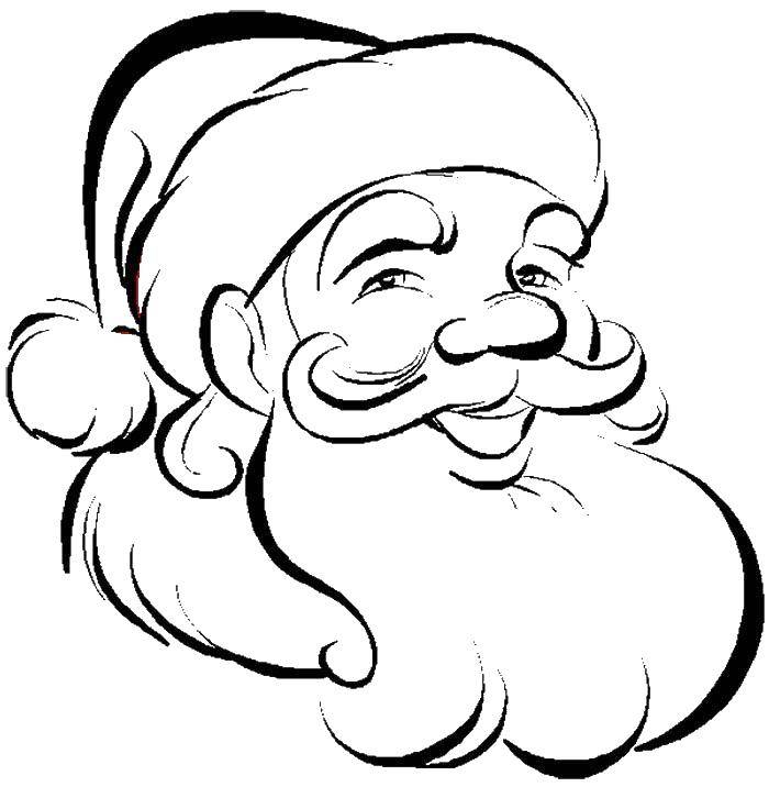 Название: Раскраска Голова санта клауса. Категория: новый год. Теги: голова, шапка, борода, дед мороз.
