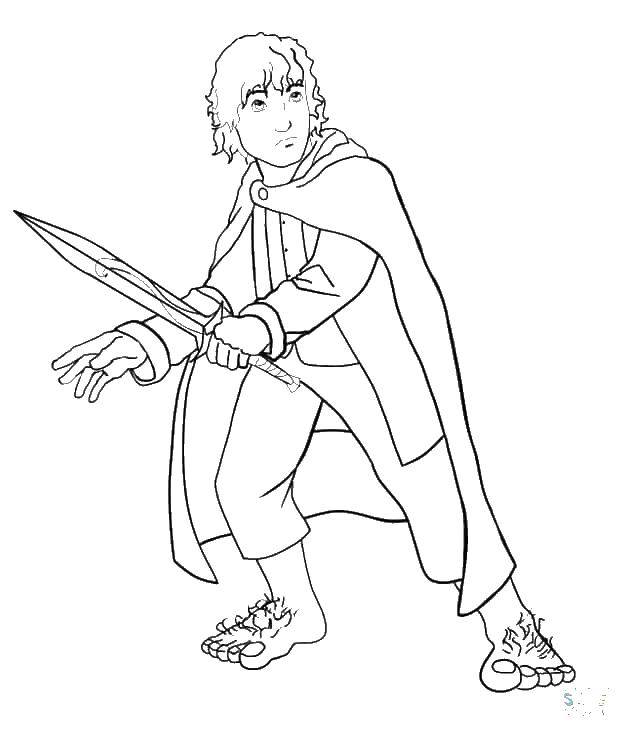 Coloring The hobbit with a sword. Category Lord of the rings. Tags:  the hobbit, the Lord of the rings.