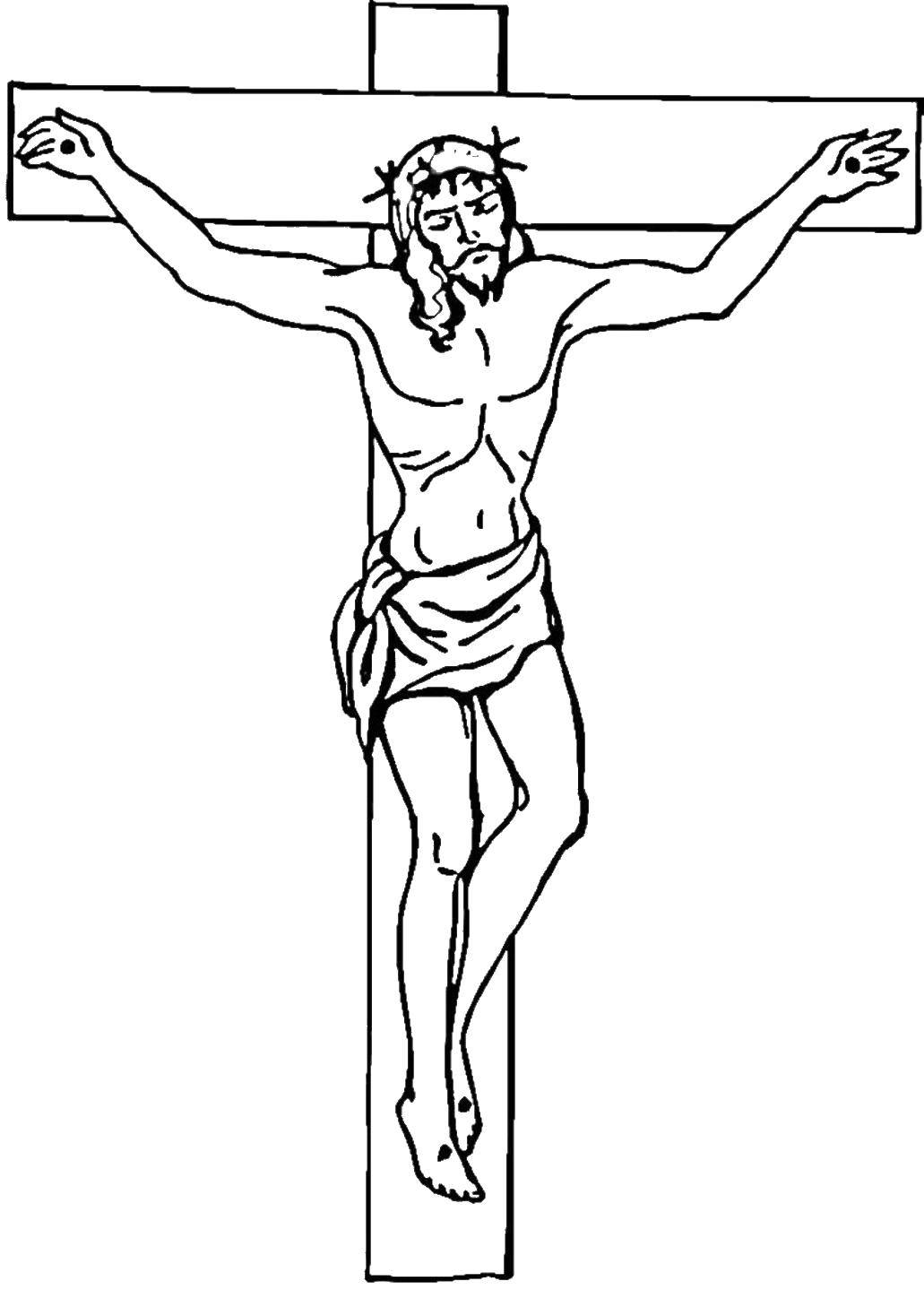 Название: Раскраска Иисус на кресте. Категория: Крест. Теги: религия.
